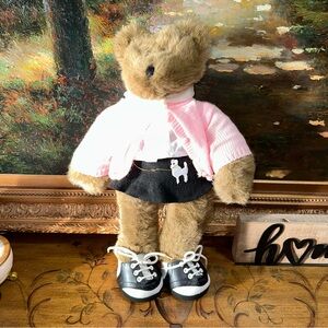 Build a Bear 50’s Poodle Black Skirt Pink Sweater, Shirt & Saddle Shoes Costume